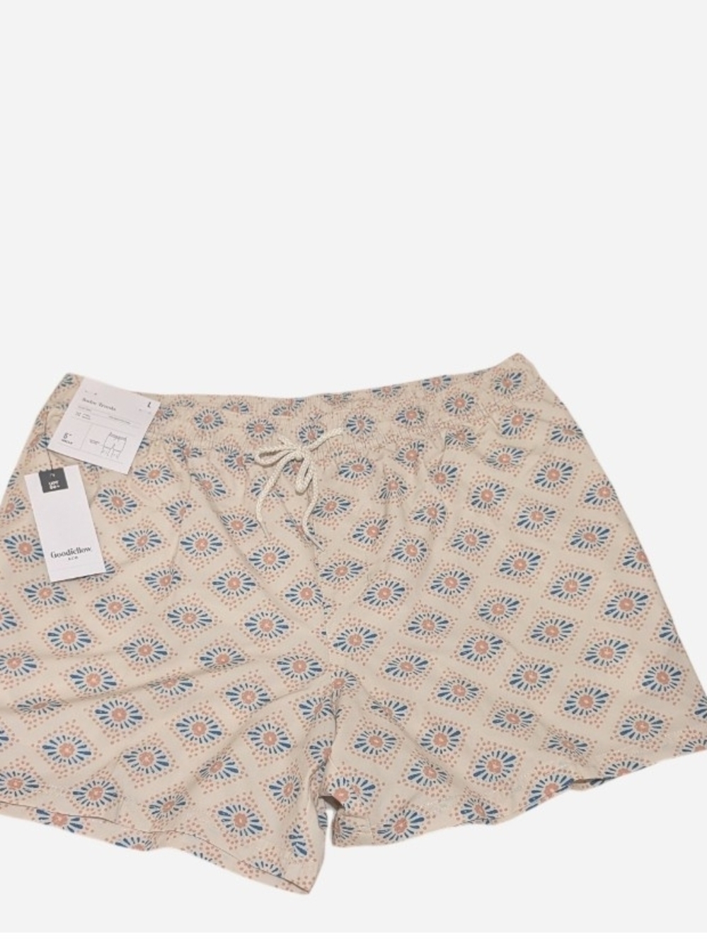 Goodfellow & Co Beige Lounge Shorts with Blue & Coral Floral Print